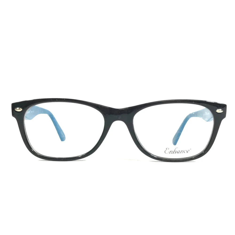 Enhance Eyeglasses Frames 3966 BLACK/BLUE Rectangle Full Rim 52-18-145